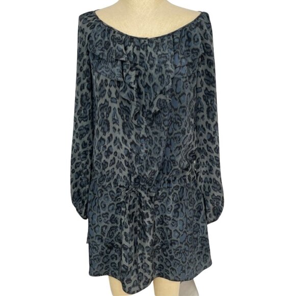 Rebecca Taylor Silk Leopard Print Mini Dress Size 4 - Picture 1 of 12